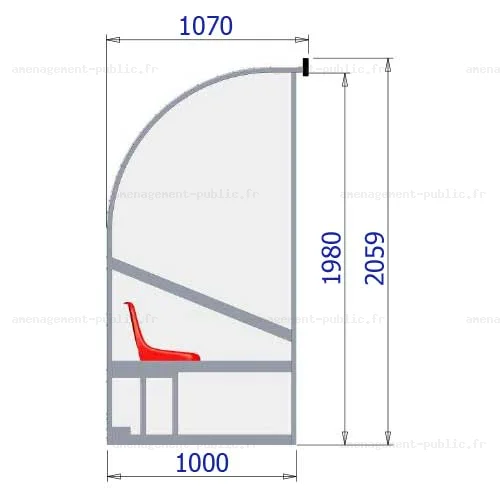 Abri de touche monobloc 2 sièges baquet 